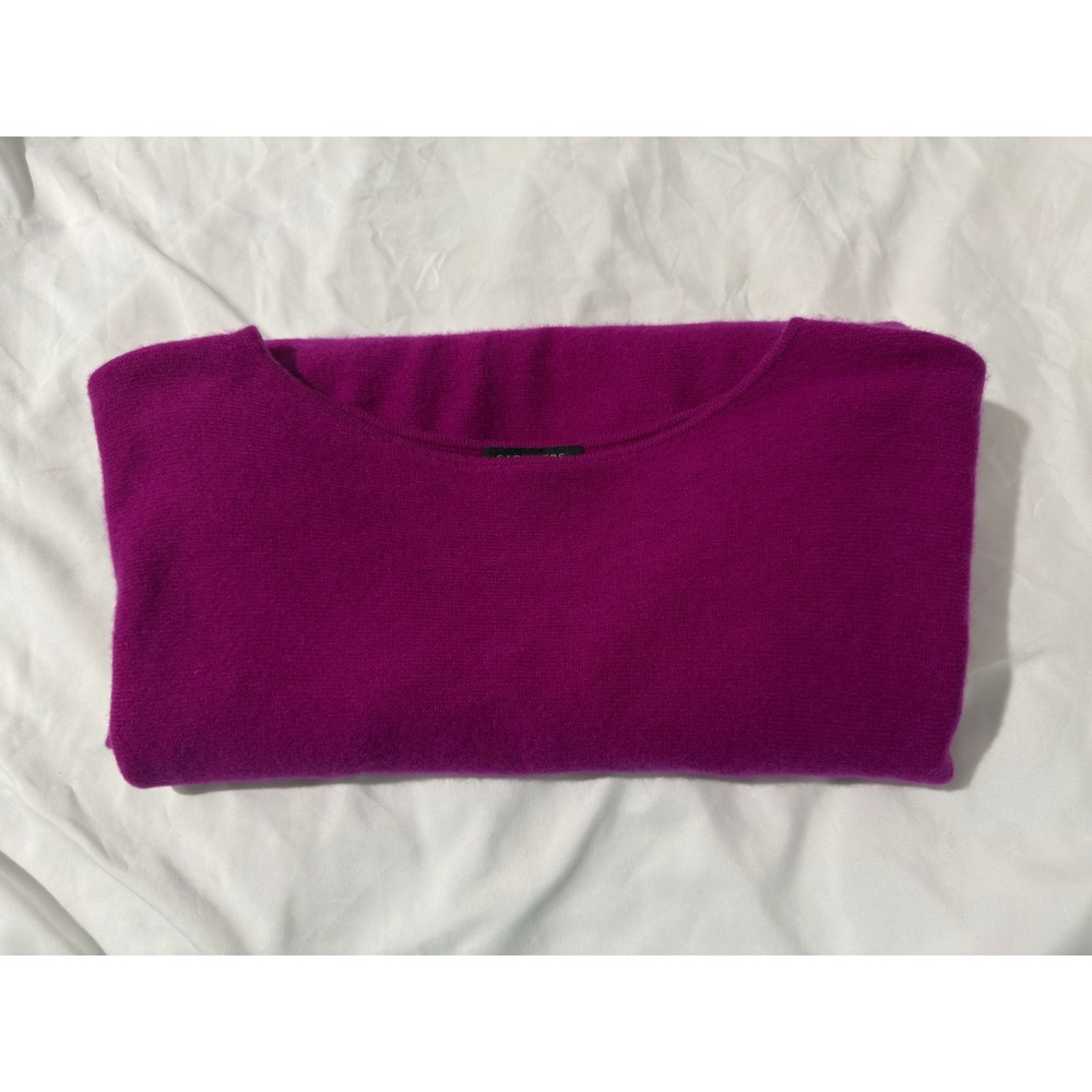 Charter Club 100% Cashmere Sweater L Magenta Purple Boat Neck High Low - Picture 5 of 8